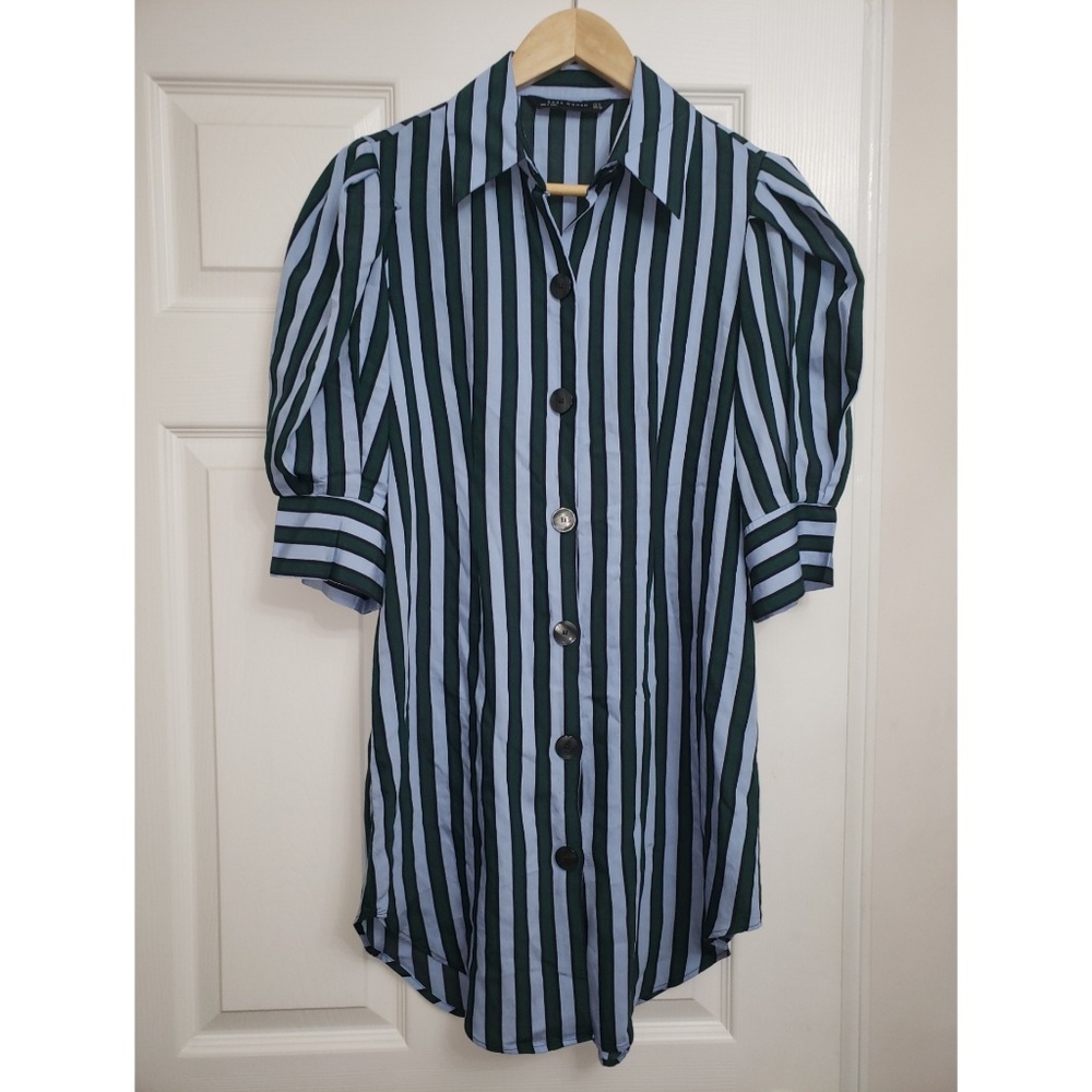 Blue, Green, and Navy striped blouse